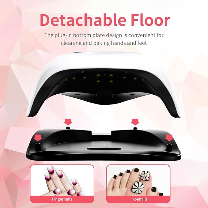 UV LED 168W Nail Lamp - Professional Nail Dryer with 42 LEDs for Gel Nail Polish, Fast Curing Nail Light with 4 Timer Settings, Colorful LED Ring & Smart Sensor, Perfect for Salon and Home Use Image