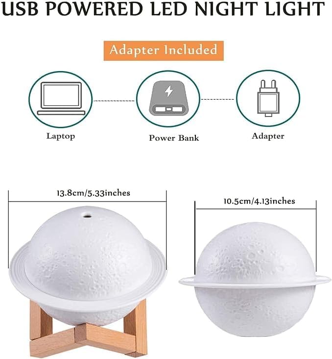 Table Desk Oil Diffuser Aroma Air Humidifier | LED Night Light with Moon Planet Design | Perfect for Living Room and Bedroom Image