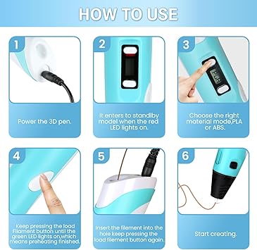 3D Pen Upgrade | Intelligent 3D Printing Pen with LCD Screen, Automatic Feeding | Includes 12 Colors PLA Filament Refills | Creative Gift for Kids Image