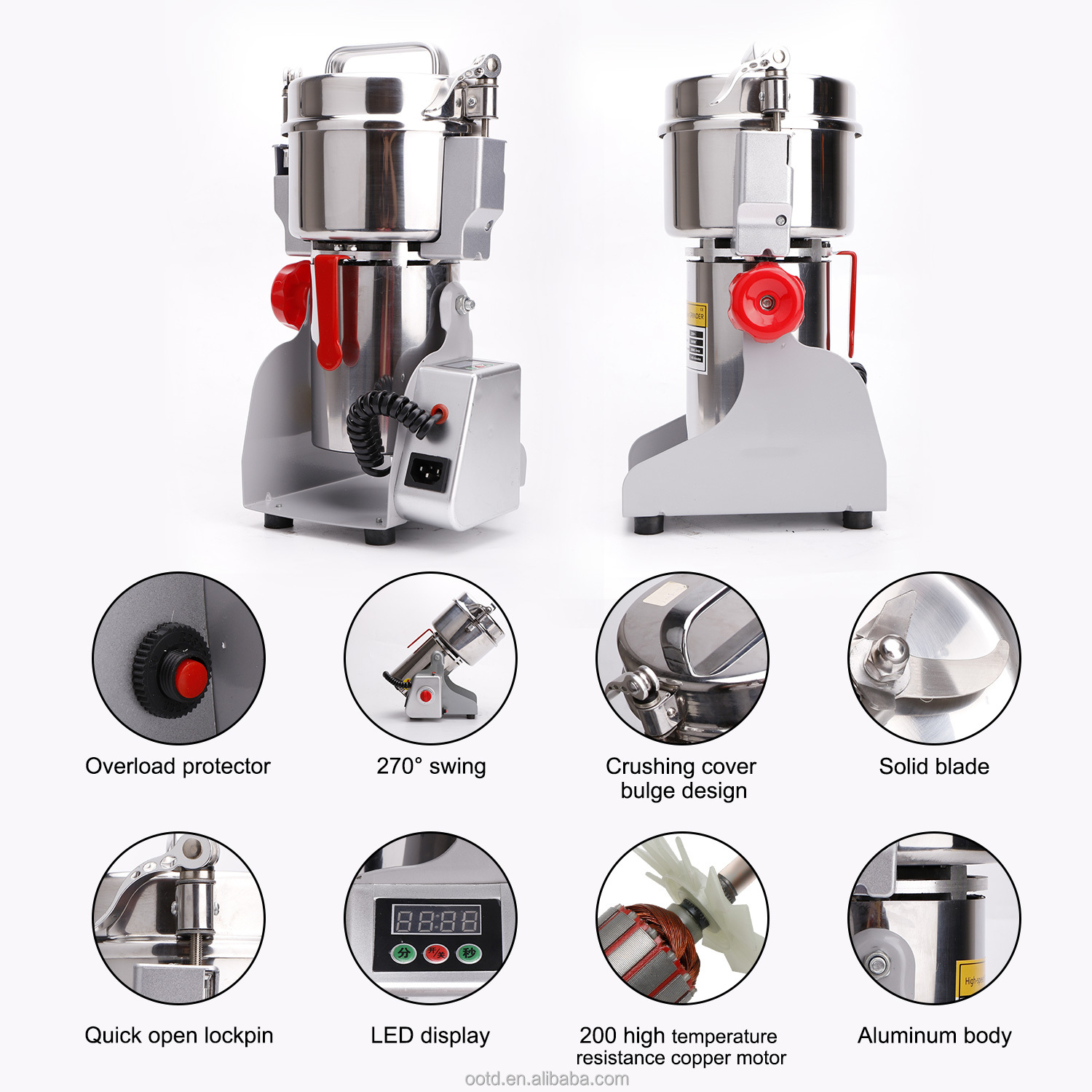 800g Food Grinder - Herb, Pepper, Flour & Rice Mill Machine for Home, Compact & Efficient Multi-Purpose Grinder Image