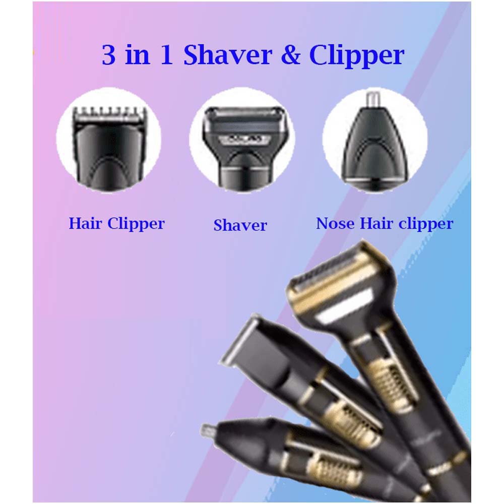 3-in-1 Professional Hair Clippers for Men - Electric Hair Clipper, Nose Trimmer, and Eyebrow Grooming Kit with Durable Stainless Steel Design Image