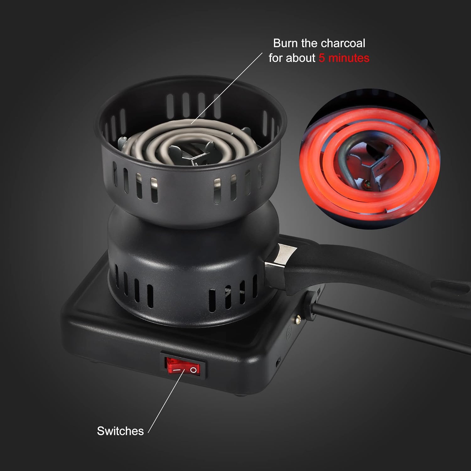 Electric Coal Starter for Hookah, Shisha, Nargila | Versatile Heater Stove & Charcoal Burner for BBQ | Quick & Efficient Heating Image