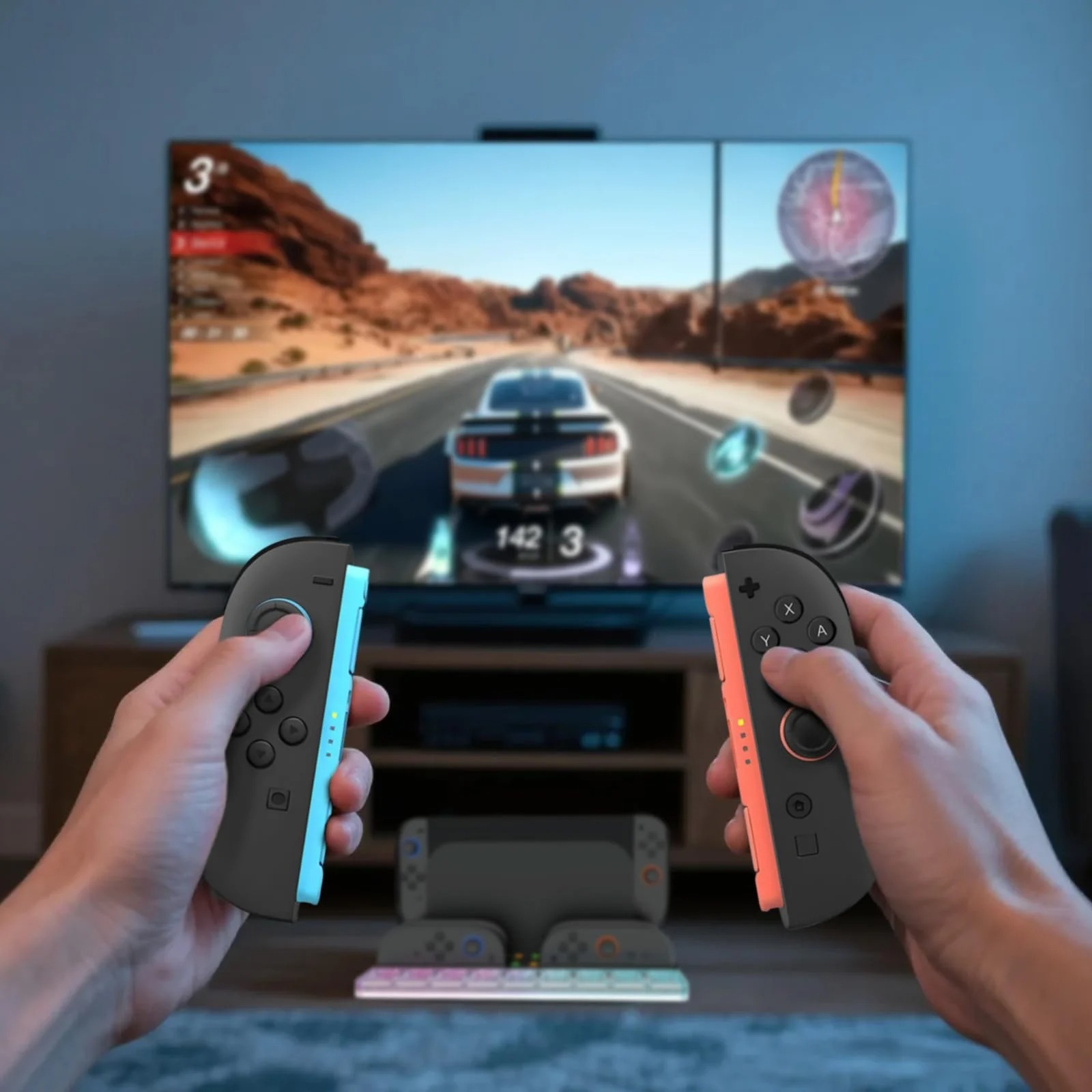 Switch 2 Charging Dock Station - Controller Charger with 7 RGB Lights, 9 Game Slots & Cooling Fan Image