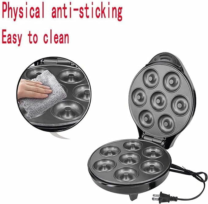 Mini Donut Maker Machine – Kid-Friendly Breakfast and Snack Maker with Non-Stick Surface, Delightful Donut Print Design, Makes 7 Doughnuts (Multi) Image