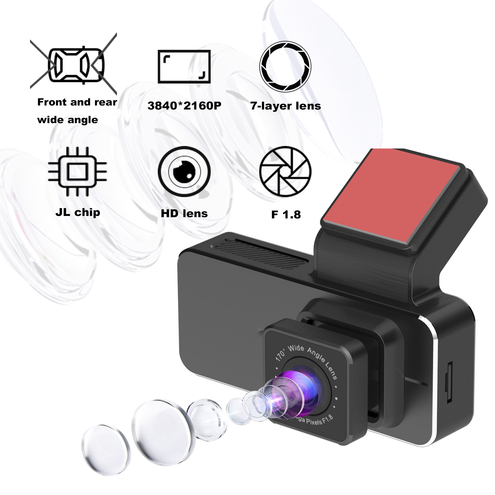 2K+1080P Dual Dash Cam - Front & Rear Car Camera with WiFi, Parking Mode & 256GB Support Image