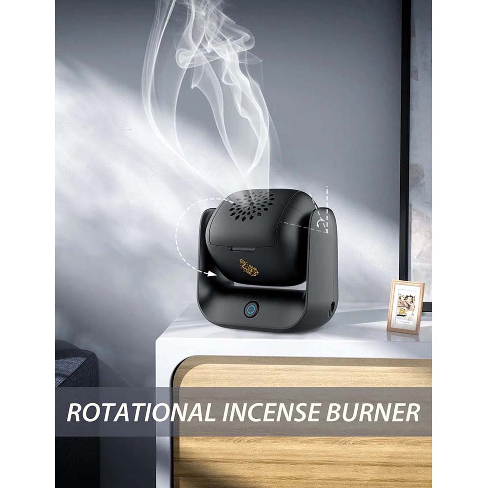 Rotational Incense Burner - 90° Rotation, 1500mAh Battery, Type-C Charging, LED Indicator for Home, Office & Car Use Image