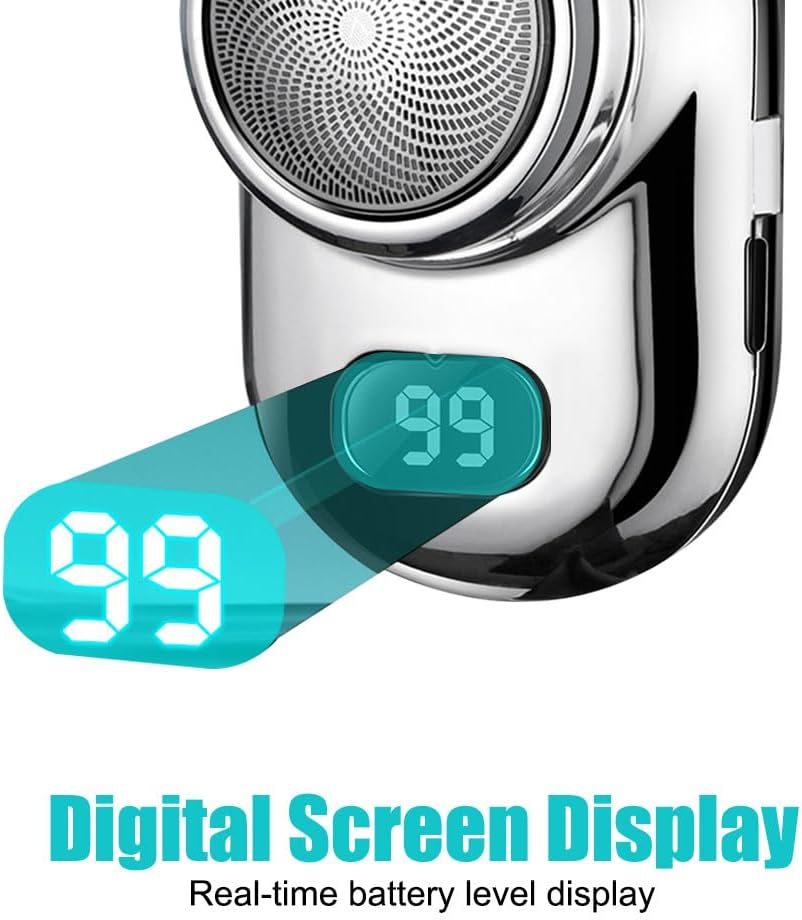 Fast Charging Digital Display Mini Shaver with Mirror | Portable USB-C Rechargeable Electric Shaver | Compact Travel Shaver for Men - Upgrade with High-Performance Blades Image