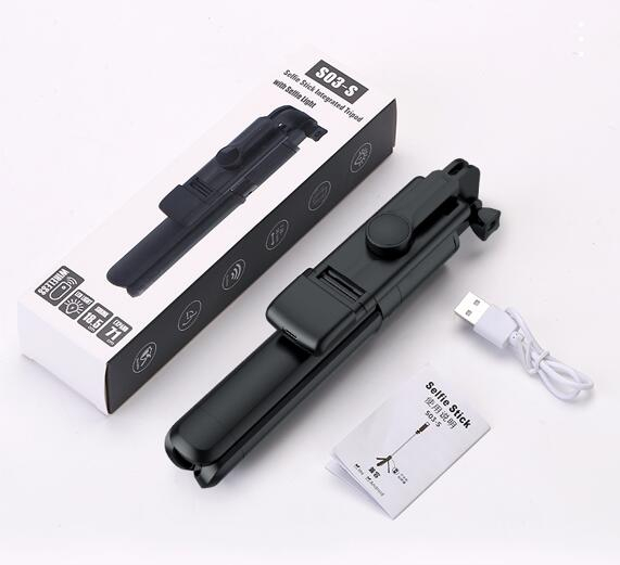 Selfie Stick Tripod with Wireless Remote & 360° Rotation, Mini Extendable Selfie Stick Stand Holder with LED Fill Light, Perfect Compitable for iPhone & Android Smartphones, Compact & Portable for Travel, Vlogging, and Live Streaming Image