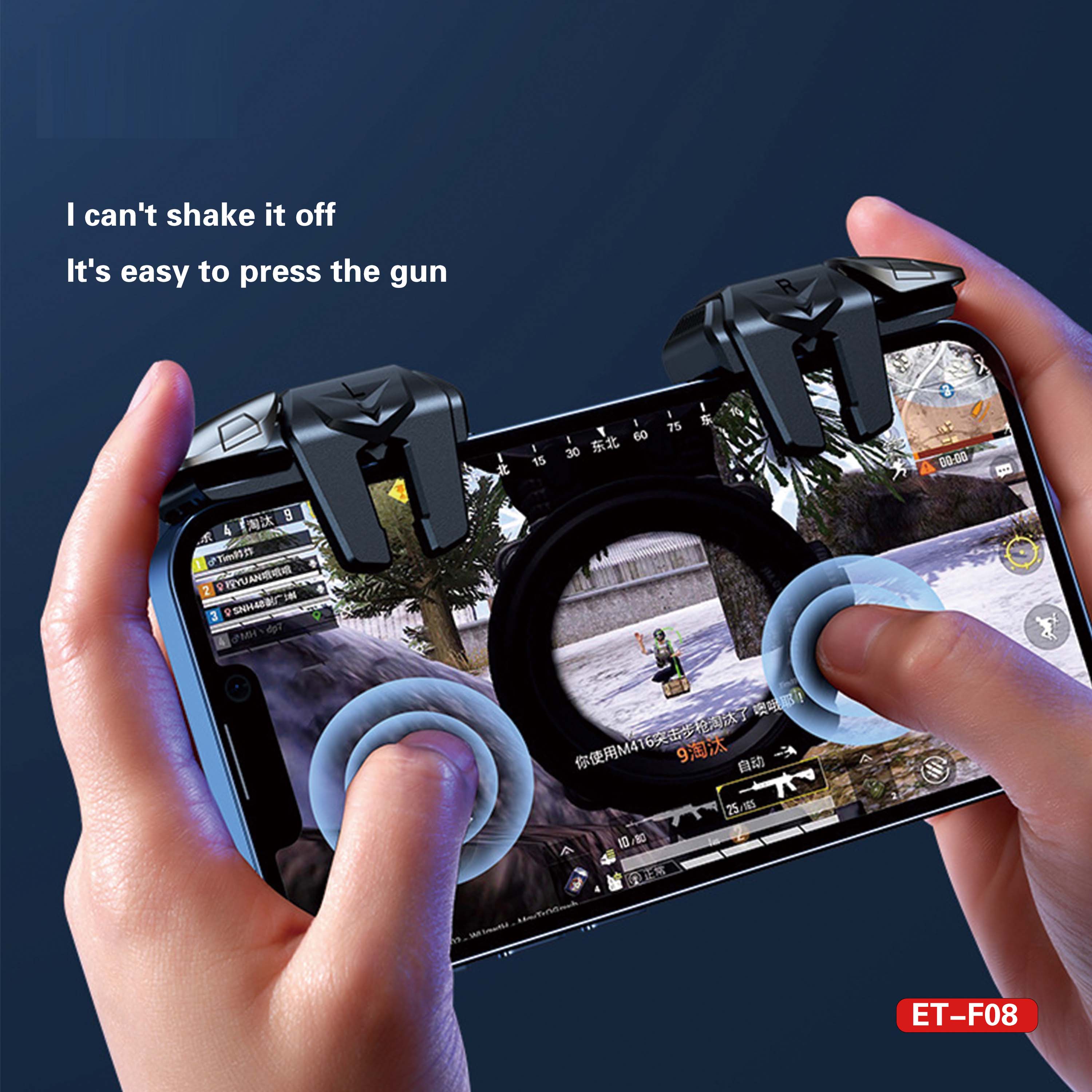 ET-F08 Mobile Game Trigger Controller - Clip-on Fire Buttons & Joystick for iOS/Android Gaming, No Bluetooth Needed Image