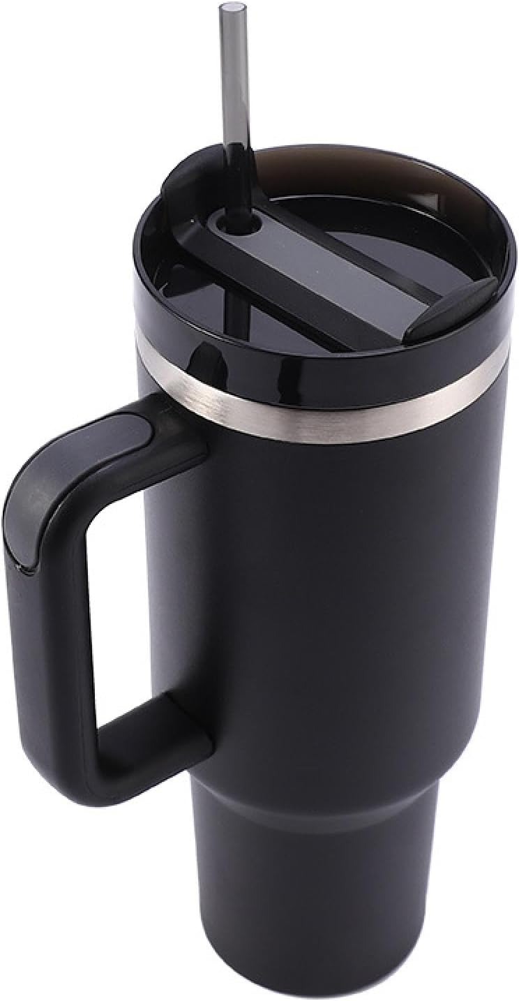 Stainless Steel Vacuum Mug with Screw Lid & Straw – Sweat-Proof, Leak-Proof Travel Flask for Hot & Cold Beverages Image