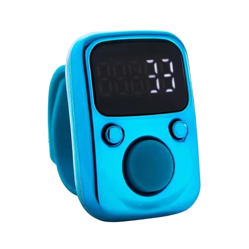 Digital LED Finger Tally Counter - Rechargeable Luminous Electronic Clicker for Prayer, Stitch Marker, and Counting Tasks | Compact Handheld Counter with Adjustable Strap & Bright LED Display | Durable and Lightweight Design in Stylish Sky Blue Finish Image