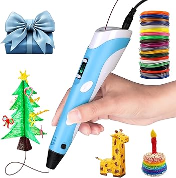 3D Pen Upgrade | Intelligent 3D Printing Pen with LCD Screen, Automatic Feeding | Includes 12 Colors PLA Filament Refills | Creative Gift for Kids Image