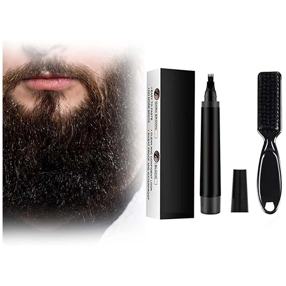 Waterproof Beard Filler Pen Kit - Contoured Beard Pen with Brush, Long-Lasting, Sweatproof Beard Pencil for Patchy Beard, Natural Look, Quick and Easy Grooming Solution Image