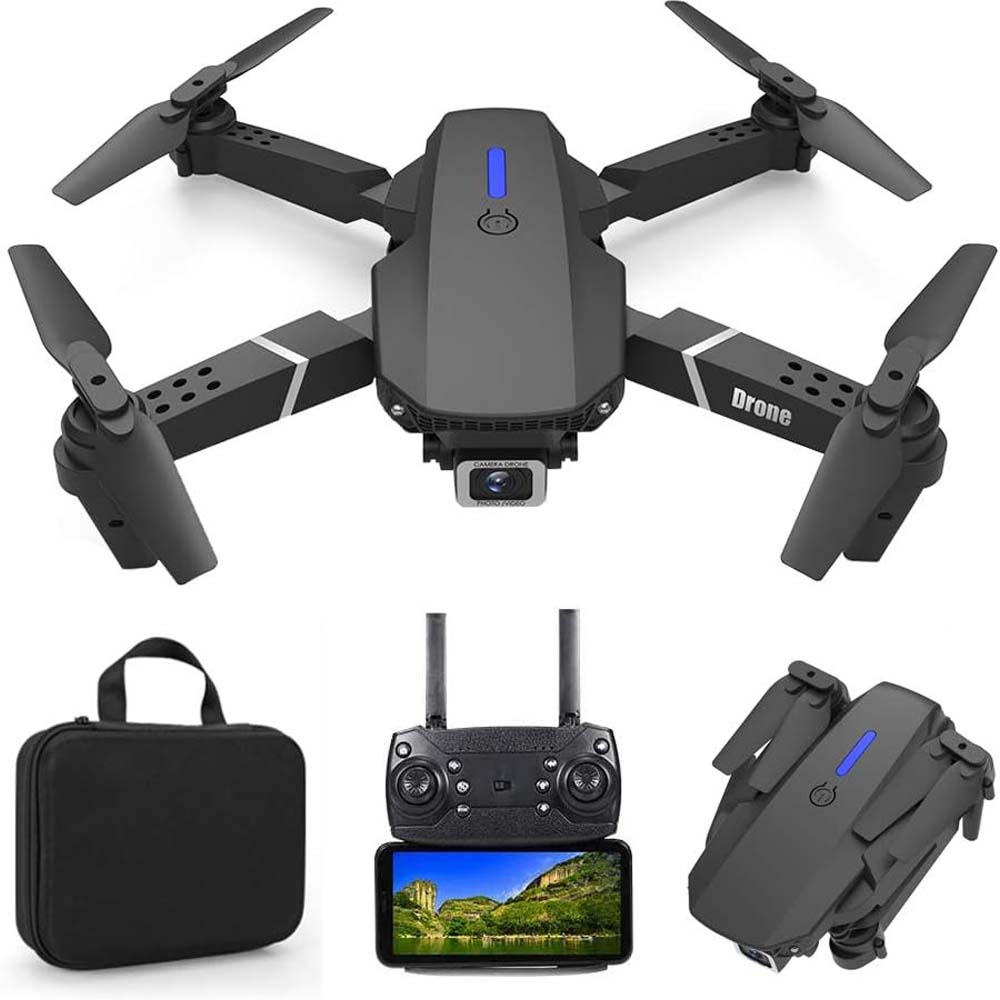 8K Foldable Mini Drone - Dual Camera, WiFi FPV, Gesture Control, Android/iOS Compatible with Carry Case (Black) Image