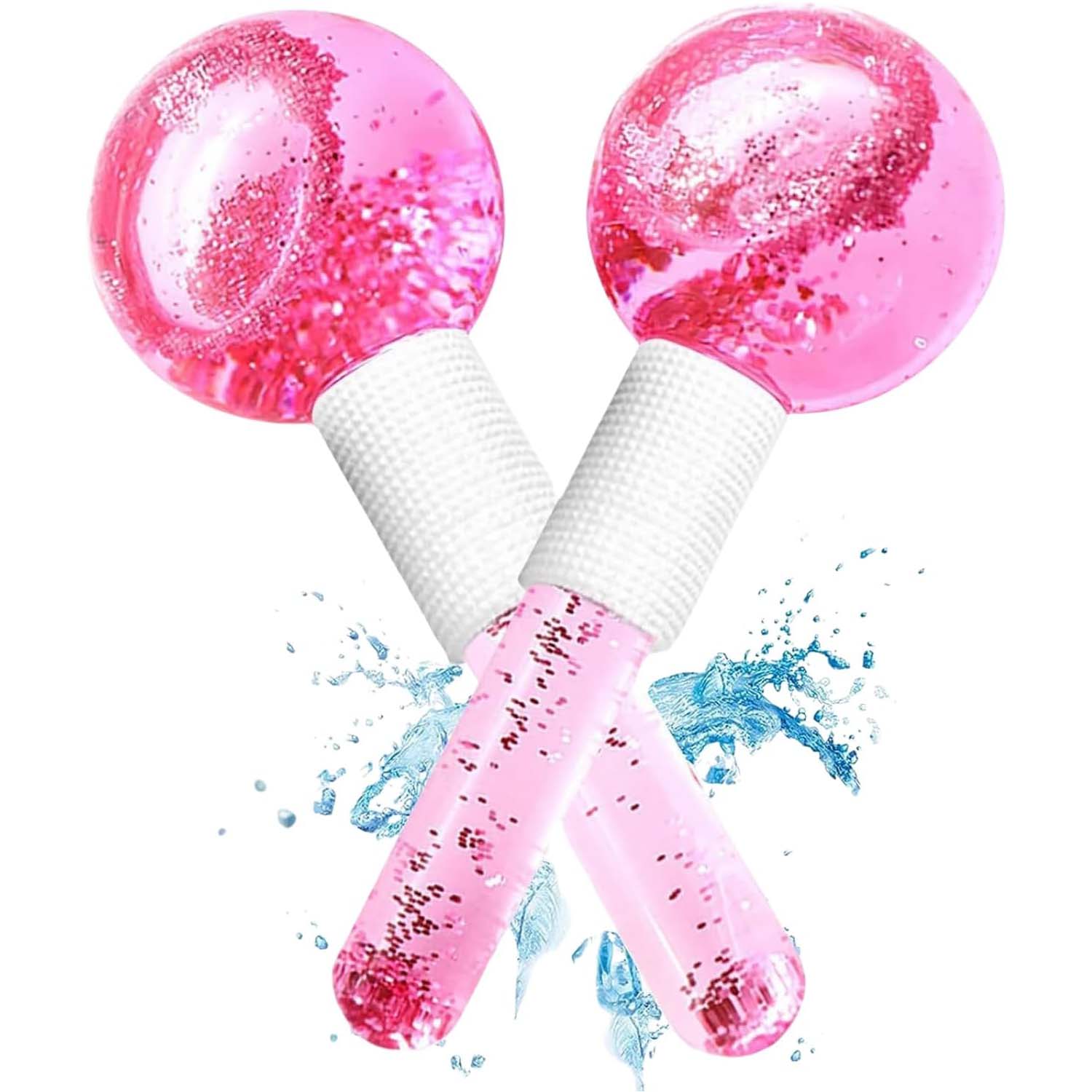 2-Pcs Facial Ice Globes. Cryo roller balls to reduce puffiness, dark circles & wrinkles. Cold therapy facial massager. Image