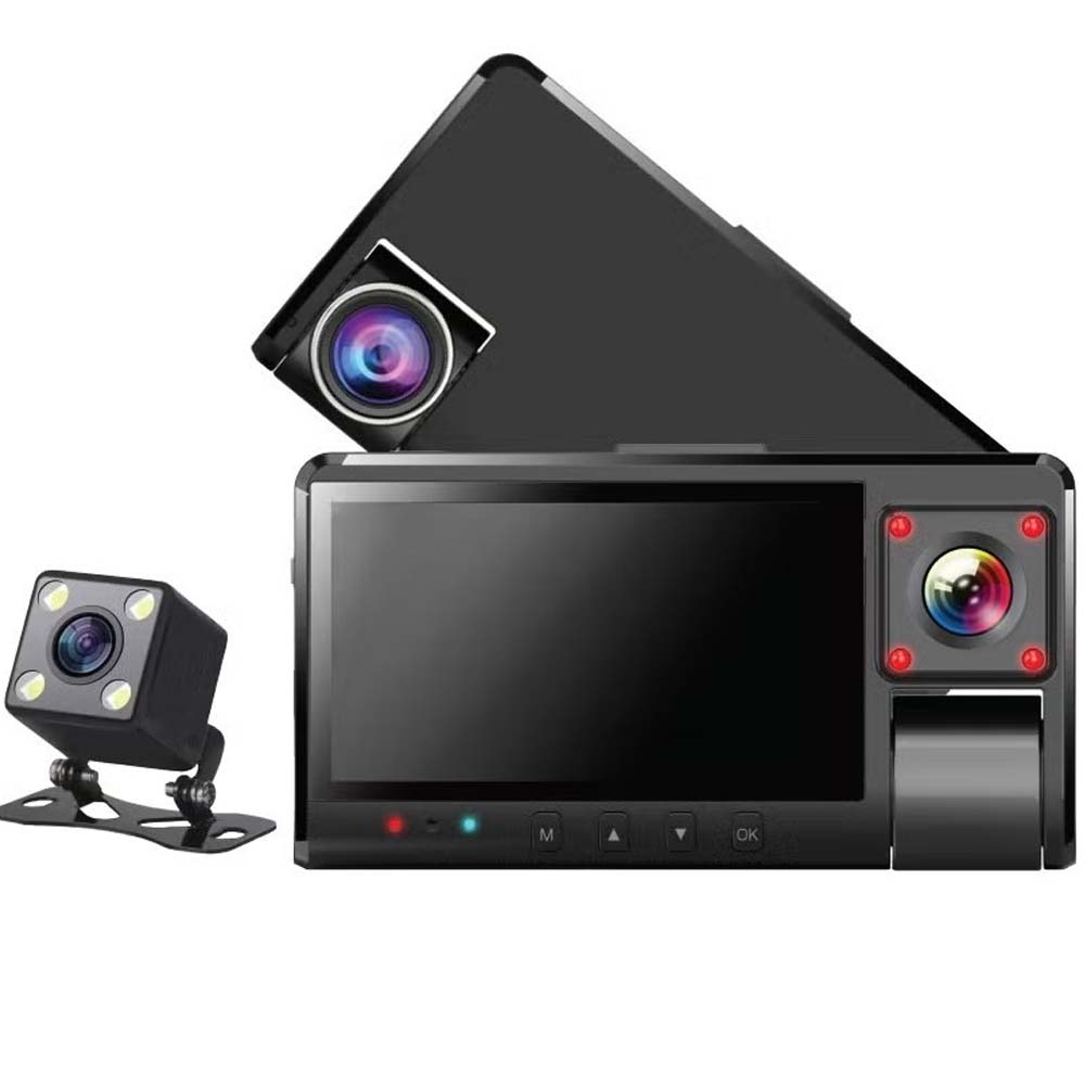 DX-3617 3-Channel Dash Cam. Front, rear & interior recording with WiFi app control, night vision & parking mode. Image