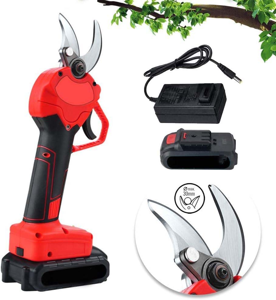 Cordless Electric Pruning Shears - Garden Tree Branch Pruner with 30mm Cutting Diameter, 2 Rechargeable 2Ah Lithium Batteries, 6-8 Working Hours, Ideal for Fruit Tree Branches Image