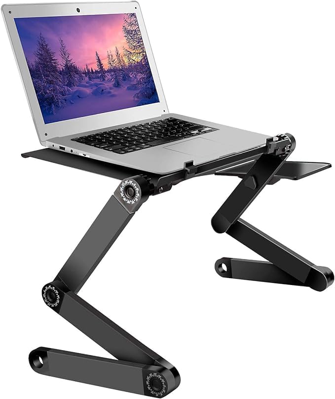 Adjustable Aluminum Laptop Desk | Ergonomic and Portable Folding Table Stand for Bedside or Couch Use | Perfect for Laptops and Tablets Image