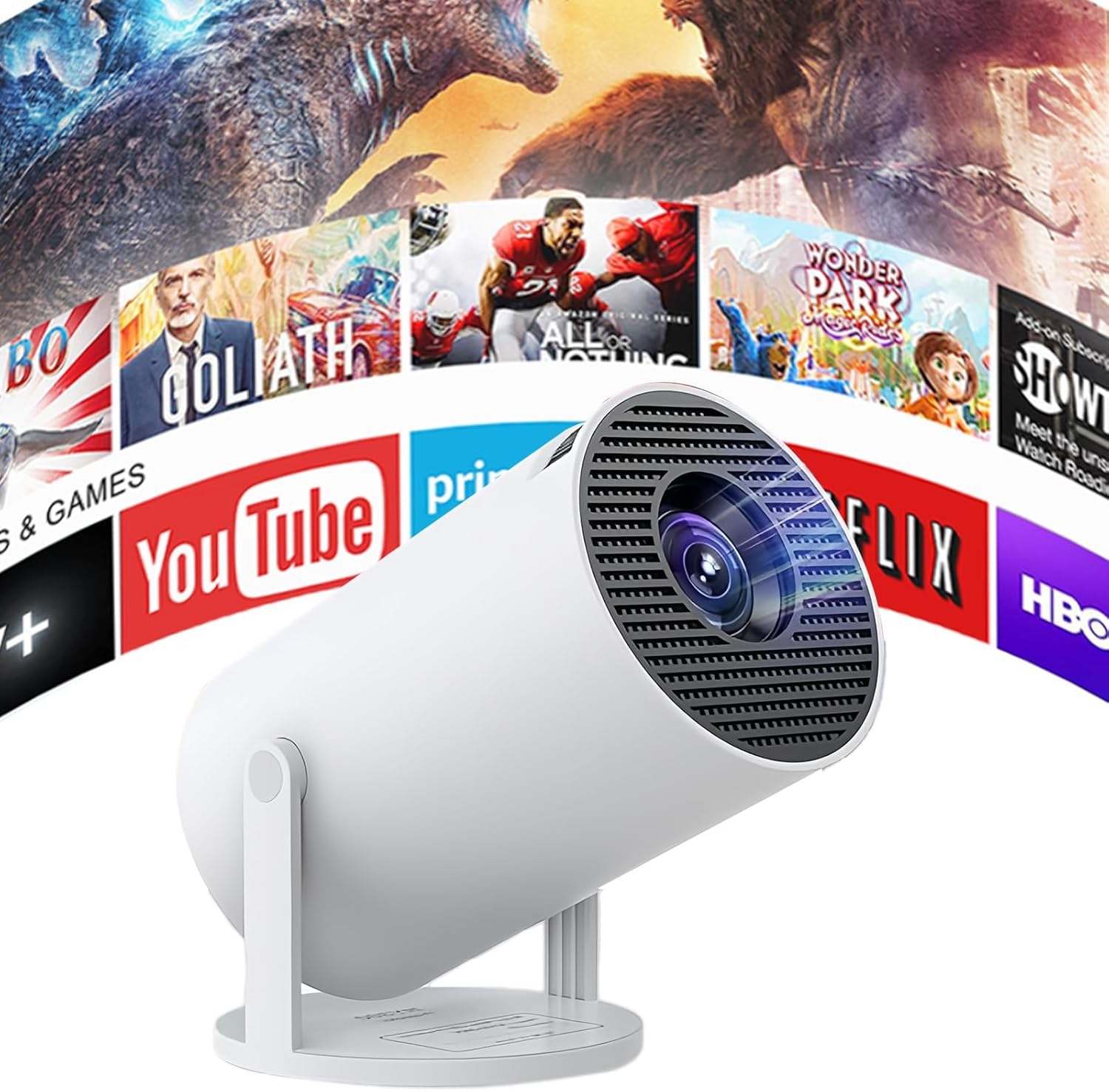 130 Inch Portable Family Projector | Android 11 Smart Camping Projector | 720P HD Display Image
