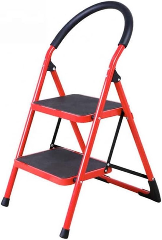Hot Favorable Price 2-Step Home Mini Red Stairs | Folding Wrought Iron Ladder | Compact and Durable for Household Use Image