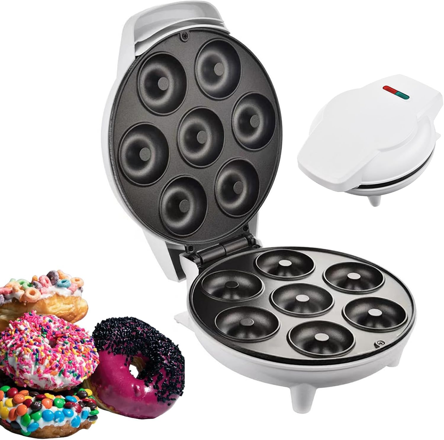 MST-211B Electric Mini Donut Maker - 7 Donut Capacity, Non-Stick & Double-Sided Heating for Quick Breakfasts & Snacks Image