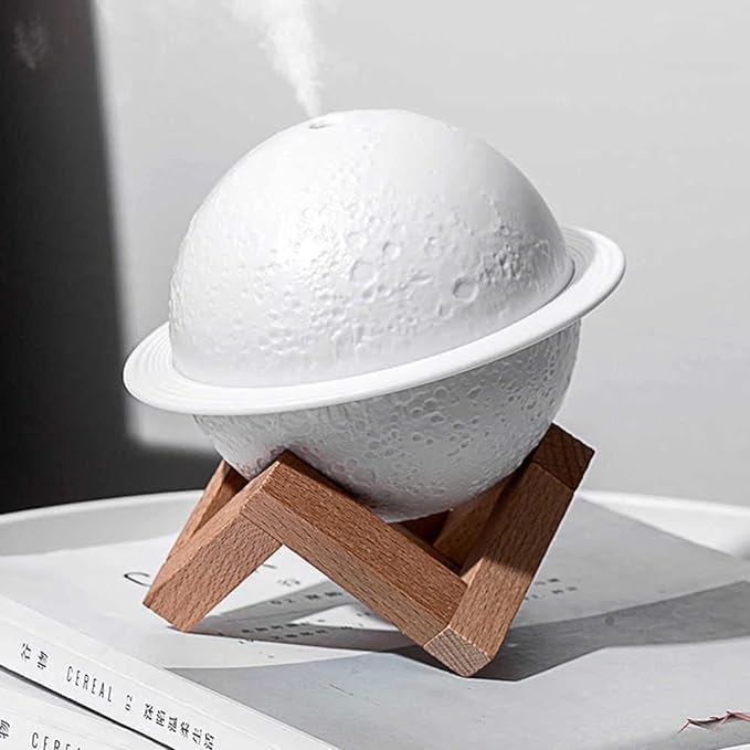 Table Desk Oil Diffuser Aroma Air Humidifier | LED Night Light with Moon Planet Design | Perfect for Living Room and Bedroom Image