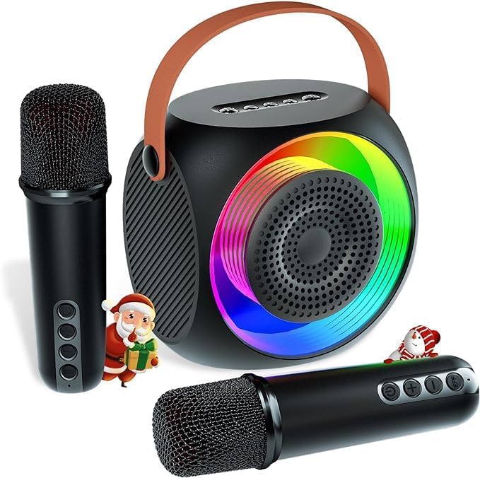 All-In-One Karaoke Machine – Bluetooth Speaker with UHF Wireless Microphones and Disco Ball LED Lights Image