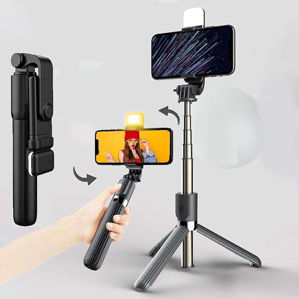 Selfie Stick, Bluetooth Extendable Selfie Stick Tripod with Led Light and Portable Tripod Stand Compatible for All iPhone and Android Smartphone Image