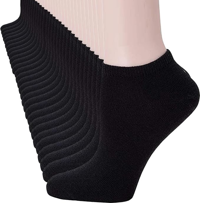 12 Pairs Ultra Thin Breathable Ankle Socks for Men & Women - Cool Summer Comfort Low Cut Socks (Black) Image