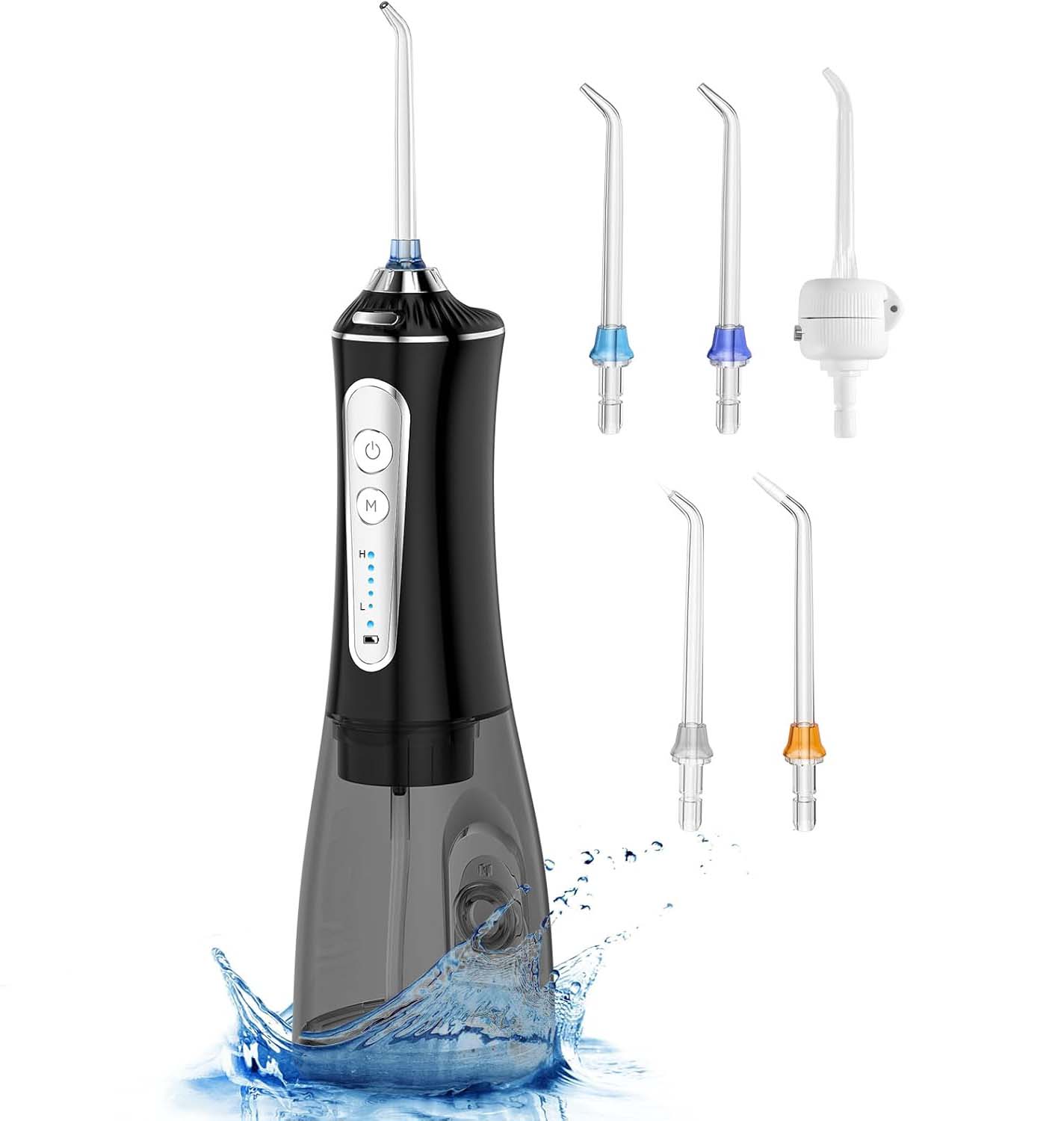 Cordless Water Dental Flosser - 5 Cleaning Modes, IPX7 Waterproof, Portable Oral Irrigator for Home & Travel (Black) Image