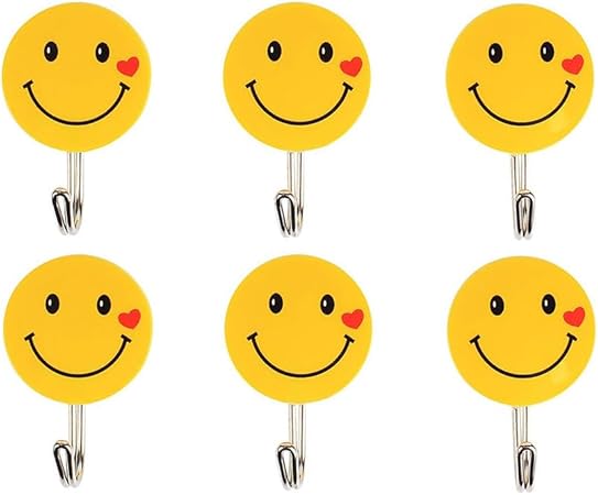 Wall Hanging Hook Set | 9-Piece Emoji Face Hooks with Strong Poster Adhesive Image