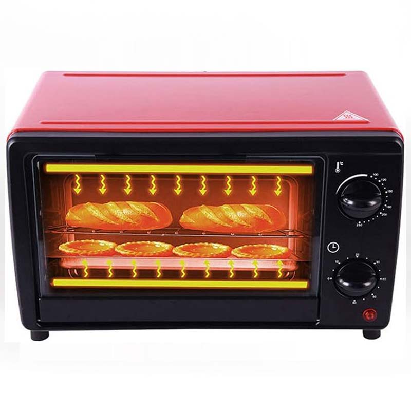 Multi-Function Electric Oven | 12L Mini Air Fryer Chicken Oven | Portable Tabletop Baking Oven with Bakeware & Rack | High-Temperature Mini Cake Oven for Home & Commercial Use (Red) Image