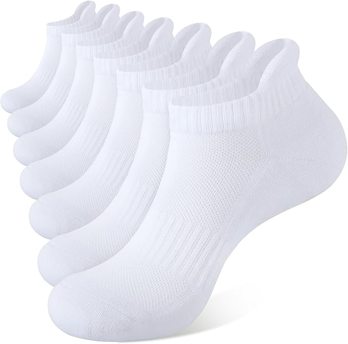 8 Pairs Men's Breathable Cotton Ankle Socks - Lightweight & Comfortable for Spring/Summer/Fall ( White) Image