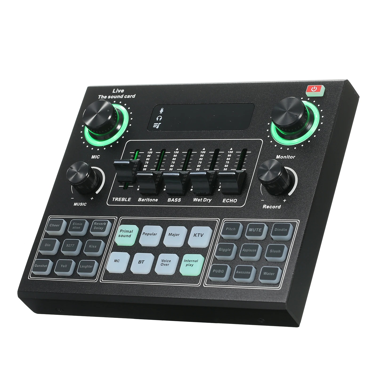 V9 Live Sound Card BT – Audio Accompanying Mixer with Sound Effects for Broadcast Recording and Network Singing on Mobile Phones Image