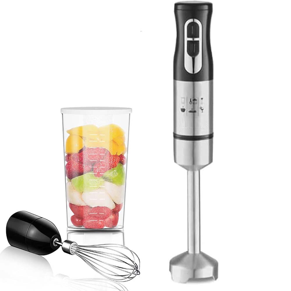 9-Speed Hand Blender - 5-in-1 Stainless Steel Handheld Mixer with Whisk, 700ml & 500ml Containers, Dishwasher Safe Image