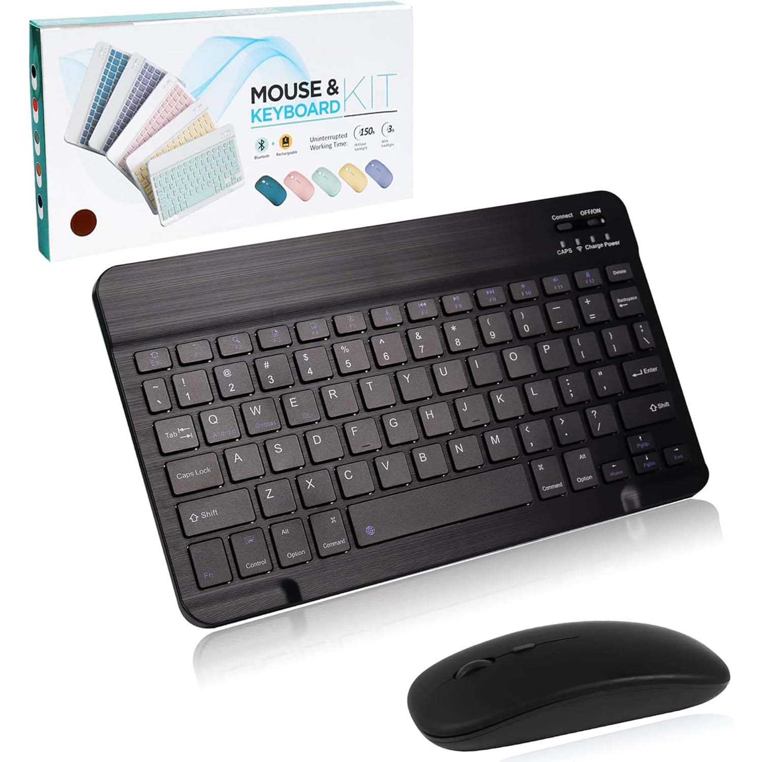 Ultra-Slim Bluetooth Keyboard & Mouse Combo - Rechargeable Wireless Set for Windows, Android, iOS, iPad, PC & Laptop Image